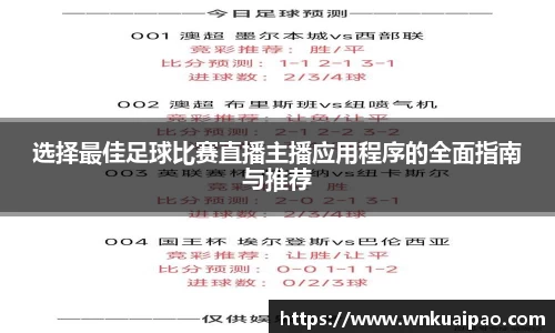 选择最佳足球比赛直播主播应用程序的全面指南与推荐